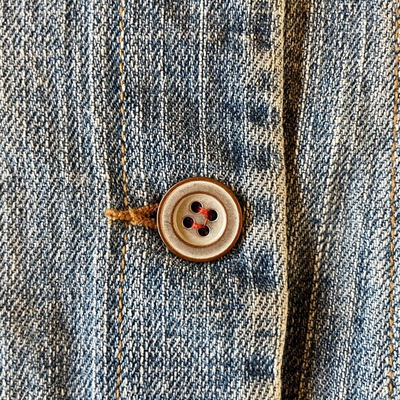 Sigrid Olsen Women's Denim Jean Jacket with Orange Trim and Cute Buttons Size 2P - Picture 5 of 10